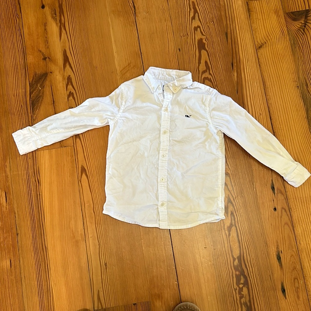 Boys white Vineyard Vines Oxford solid shirt size 5